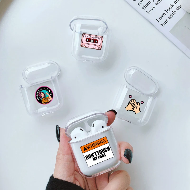 Простой Кристальный милый чехол для наушников с рисунком Apple AirPods жестким