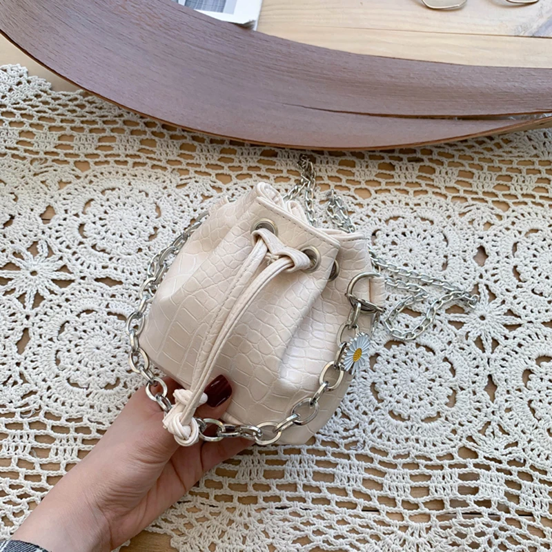 

Daisy Design Mini Bucket bags For Women 2020 PU Leather Crocodile Pattern Shoulder Handbags Small Chain Crossbody Purse