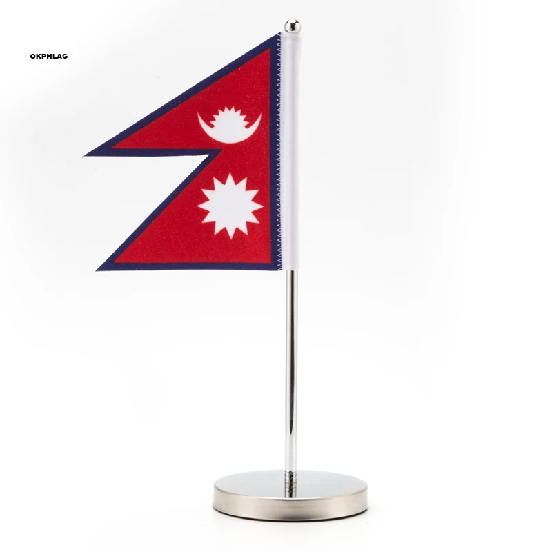 Nepal Table Flag With Stand 14*21cm High Quality Customize For Office House Party Ks0140