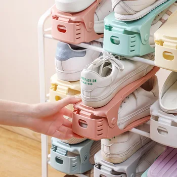 

10pcs Shoe Rack Durable Adjustable Shoe Organizer Footwear Space Saving Cabinet Closet Stand Shoes Storage Rack Shoe Box