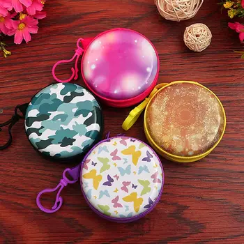 

Mini Waterproof Zipper Earphone Case Round Sports Headphone Bag SD Card Storage Box Carrying Pouch Supplies