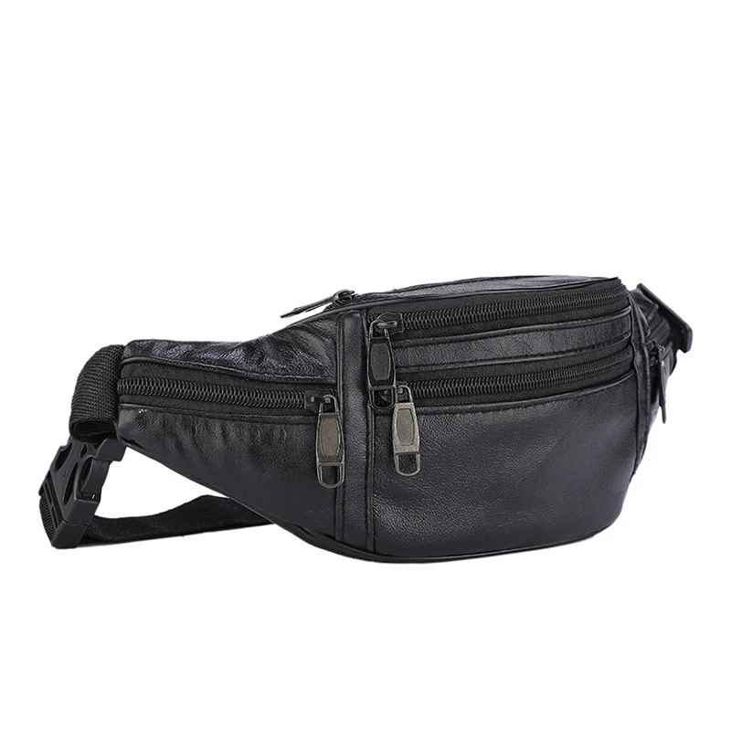 Leather Men Waist Chest Bag Thin Outdoor Sports Tactical Pauch Male Small Running Fanny Pack