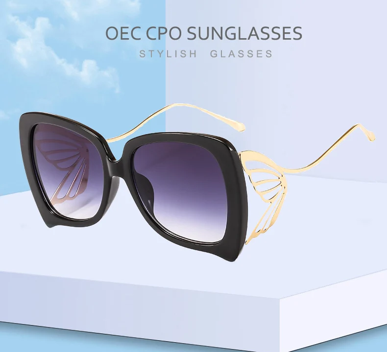 OEC CPO негабаритных женские солнечные очки Бабочка Модные новейшие Квадратные Солнцезащитные очки Женские Лидер продаж высокое качество Oculos UV400 O109