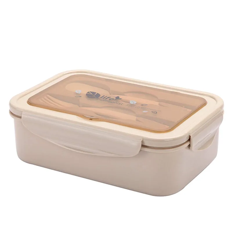 1400 мл 2 слоя микроволновая печь отопление Коробки для обедов контейнер для еды прямоугольной Студенческая коробка для завтрака разделенные для закусок ящик для хранения#4N8 - Цвет: Хаки