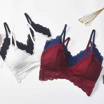 

Women Lace Bra Bralette Seamless Plunge Wire Free Push Up lingerie Feminina Thin Soft Breathable Plus Size Bralette Underwear