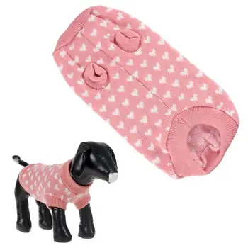 

NewFashion Pink Dog Sweater&Lovely White Hearts Pet Clothes Jumper Levert Dropship 9.11