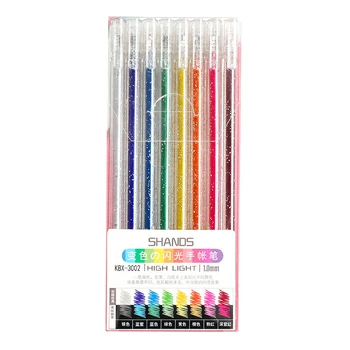 

Colored gel pens, shiny metal students draw markers with markers