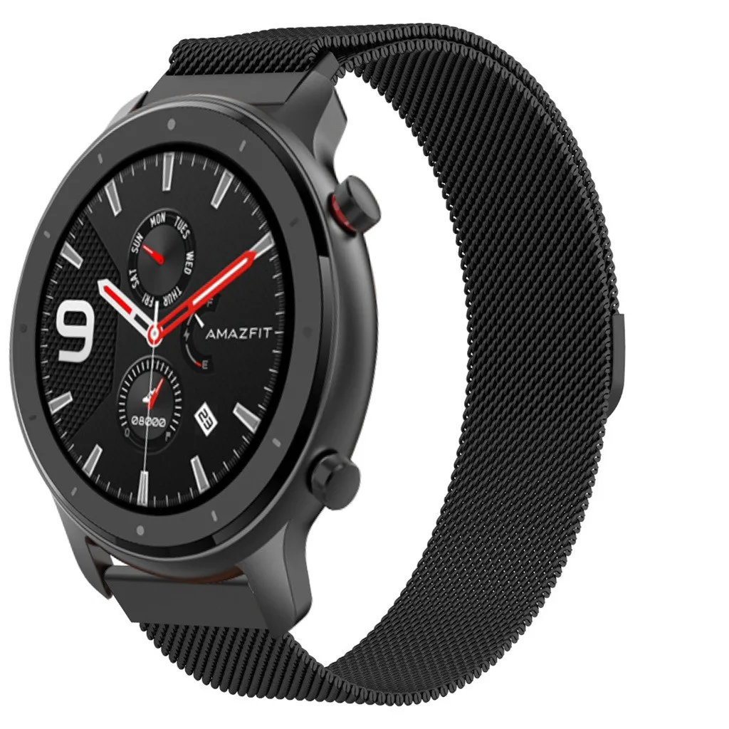Ремешок на запястье с магнитной петлей для Huami AMAZFIT GTR 47 мм, ремешок для умных часов, сменный мужской Т-образный ремешок, роскошный спортивный браслет для женщин и мужчин, 19Aug