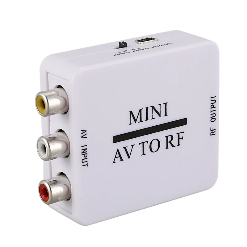 

Mini Rca Cvsb Av To Rf Adapter 67.25Mhz 61.25Mhz Video Audio Tv Signal Switcher Box Converter