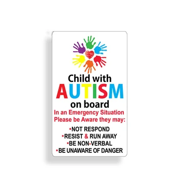 

SZWL Warning Car Sticker Autistic Child on Board Autism Awareness Decal Safety Rescue Graphics for Window Bumper Trunk,13cm*7cm