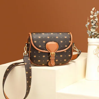 

2020 New Arrival Cute Kitty Printing PVC Leather Women Crossbody Bag Fashion Style Small Female Shoulder Bag