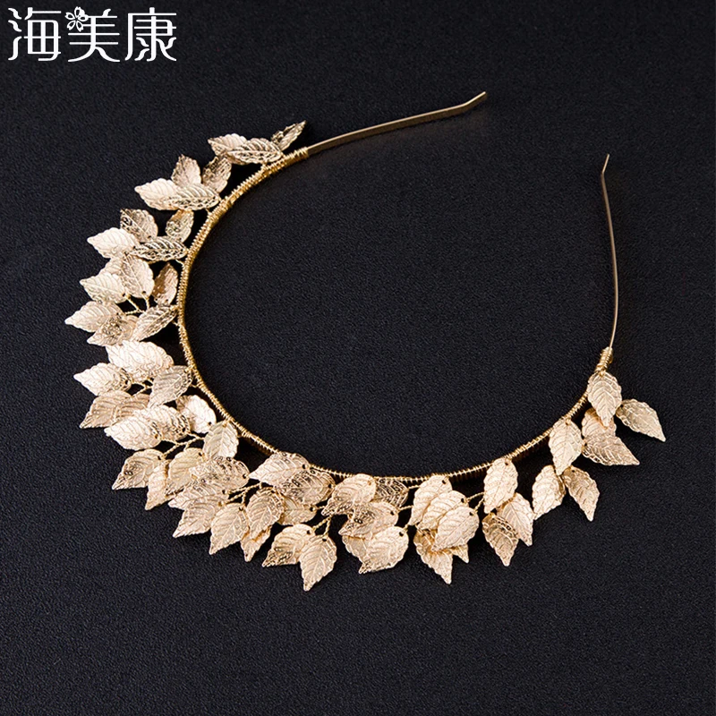 

Haimeikang Baroque Head Jewelry Silver Gold Metal Leaf Hair Band Tiara Bridal Wedding Hair Accessories For Women Headpiece