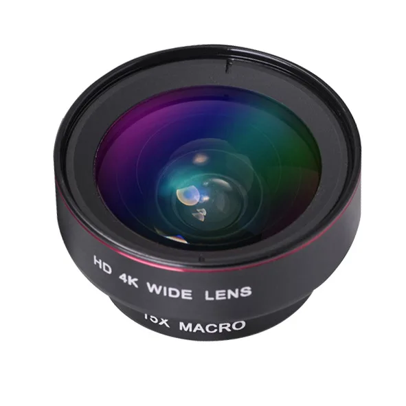 

Mobile Phone Extraposition Webcam 4K High-definition Non-Distortion Lens Universal 2-in-1 Wide-angle + Macro Set Profession Lens