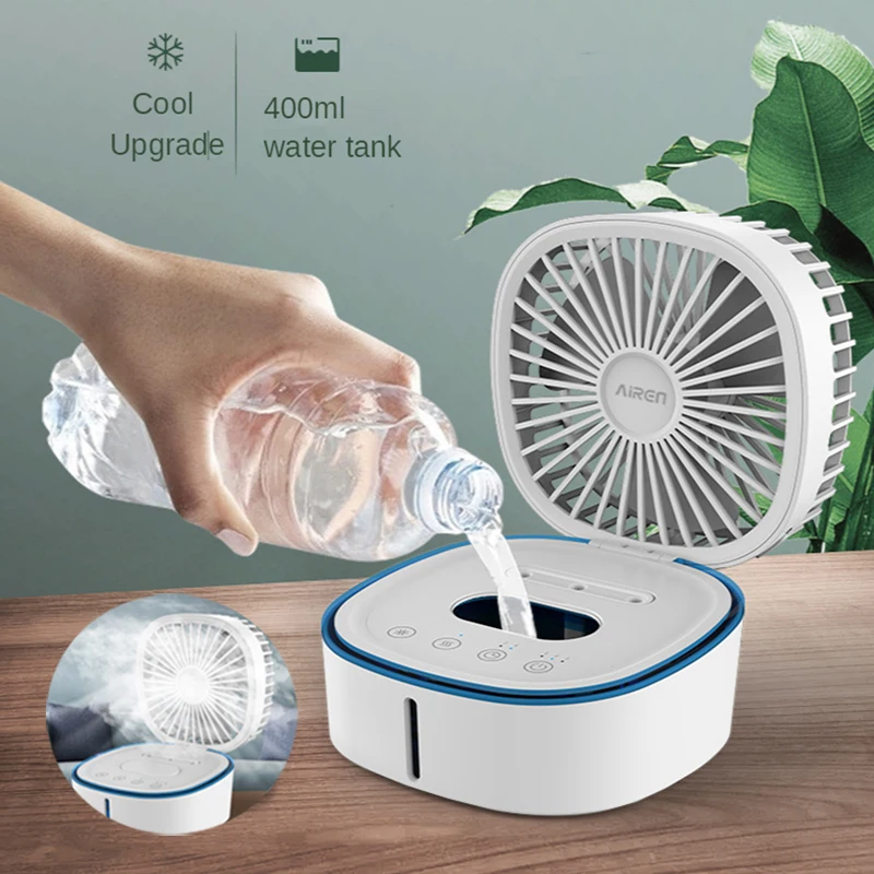 Foldable Water Cooling Fan Humidify Air conditioner Cooler Fan With Night light Timer Desktop Fan Automatic Table Fan Mini Fan