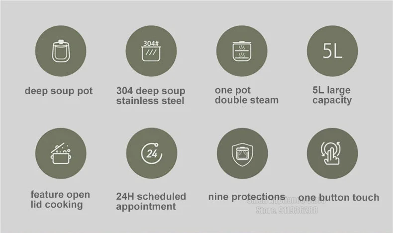 Description Picture 5 of itemSUPOR Electric Pressure Cooker 5L Multifunctional Rice Cooker Stainless Steel Double Liner Electric Cooker Kitchen Appliance