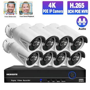 

5MP 8ch Nvr CCTV Camera System POE Outdoor Ai Smart Face Detection Audio Security Surveillance Camera System Set 4K NVR Kit POE