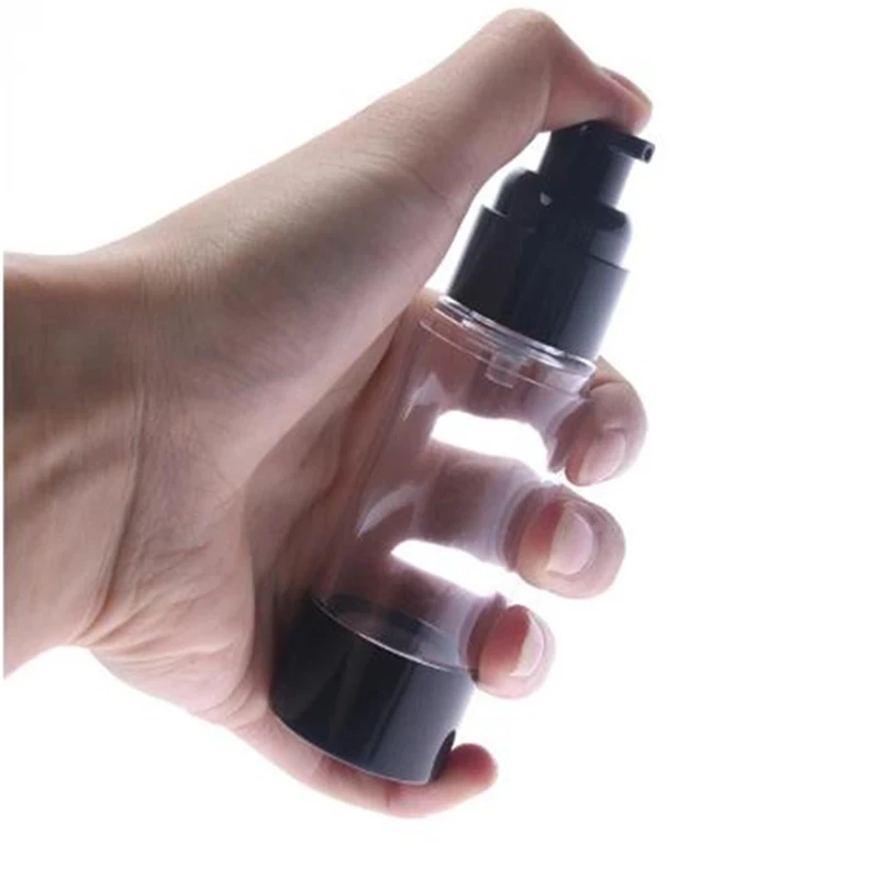 10pcs/lot 15ml 30ml 50ml Plastic Portable Airless Bottle Cosmetic Treatment Pump Travel Empty Container Perfume Bottle Black Cap