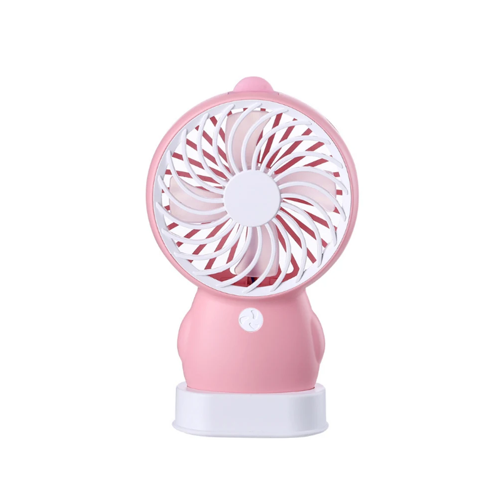 pink Ручной вентилятор мультфильм Маленькая желтая утка Пингвин USB зарядка прекрасный мини ручной Животные студенческий портативный вентилятор креативные бесшумные вентиляторы - Цвет: pink