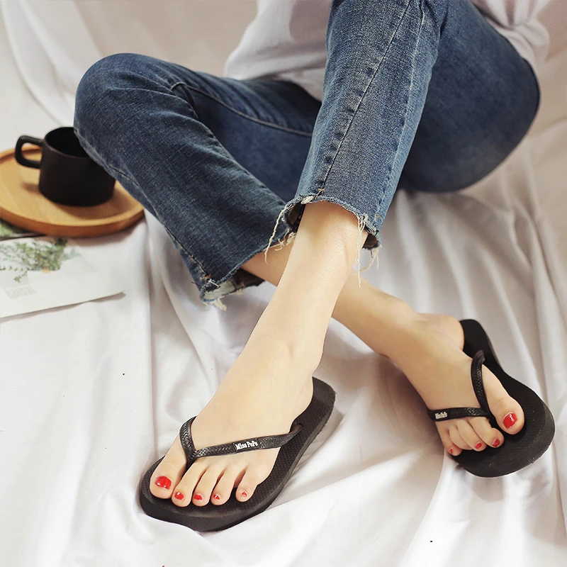 plardin round toe flat slides sandals women white black leather slippers flip flops slippers Summer women slippers