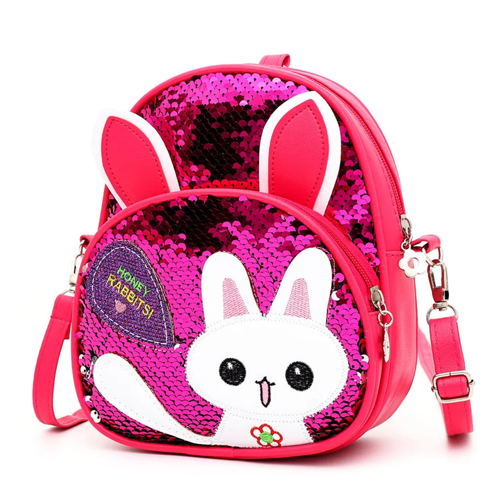 Модные милые рюкзаки для девочек; кожаная сумка на плечо с блестками и кроликом; шикарный рюкзак принцессы; Посылка;# ss