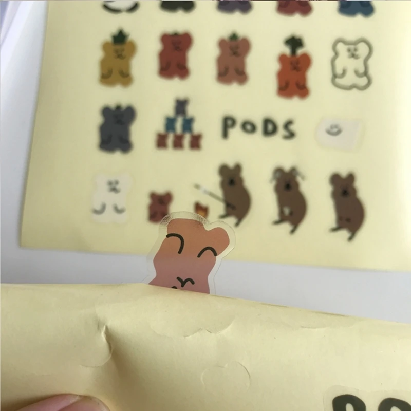 SIXONE милый мягкий медведь ПВХ Декор стикер водонепроницаемый маслостойкий Kawaii корейский лейбл дневник альбом для декоративных наклеек игрушки наклейка