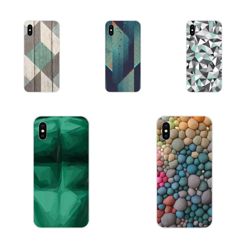 

For Huawei Honor Mate 7 7A 8 9 10 20 V8 V9 V10 G Lite Play Mini Pro P Smart Soft Case Green Geometric With Wood