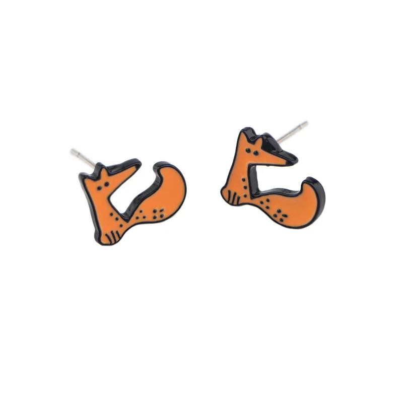 K629 Le Petit Prince and Fox милые аниме из мультфильмов серьги-гвоздики для женщин дети эмаль пирсинг серьги ювелирные подарки для девочек