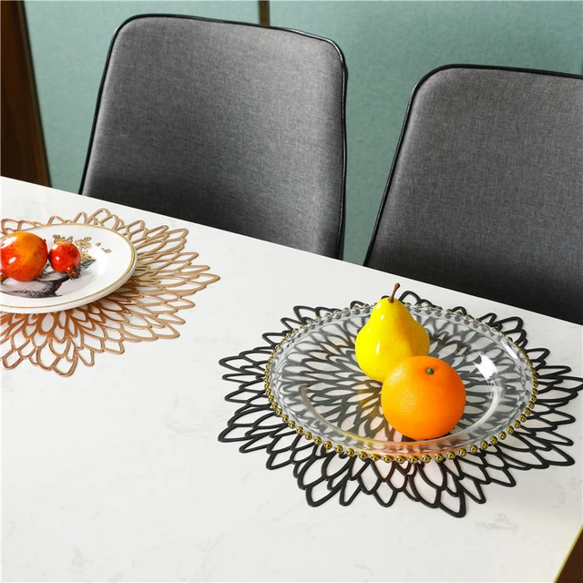 SET DE TABLE,Gold--Sous plat isolant en PVC, tapis de Table, tapis