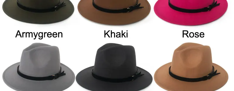 YY черный кожаный ремень Fedora шляпа для мужчин зимняя винтажная фетровая шляпка винтажная Трилби женские церковные шляпы Chapeau Femme Feutre FD19020