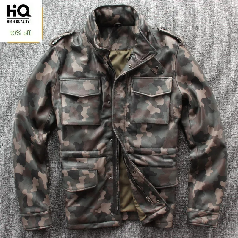

Army Green Mens Genuine Leather Jackets Autumn Biker Pilot Leather Jacket New Design 2020 Winter Coat Men Jaqueta Masculina XXXL
