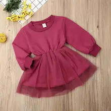 Осенняя одежда для маленьких девочек кружевное платье-пачка с длинными рукавами на каждый день