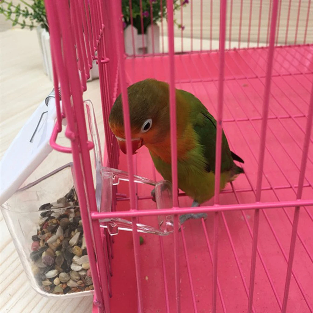 No Mess Split Bird Feeder - Seed Food Feeding Container with Perch Cage Accessories