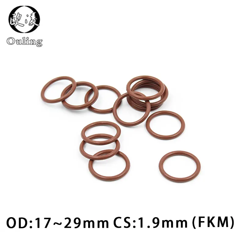 

3PCS/lot Rubber Ring Brown FKM O ring Seal CS1.9mm OD17/18/19/20/21/22/23/24/25/26/27/28/29mm Rubber O-Ring Seal Ring Gasket