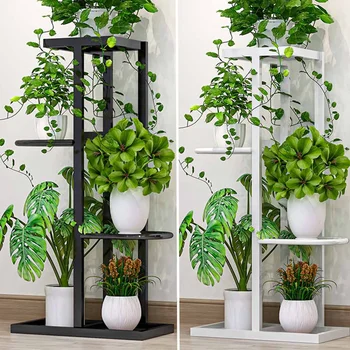 

4 Tier Iron Flower Shelf Multi-storey Indoor Special Home Balcony Rack Wrought Living Room Space Flower Pot Floor-Standing Shelf