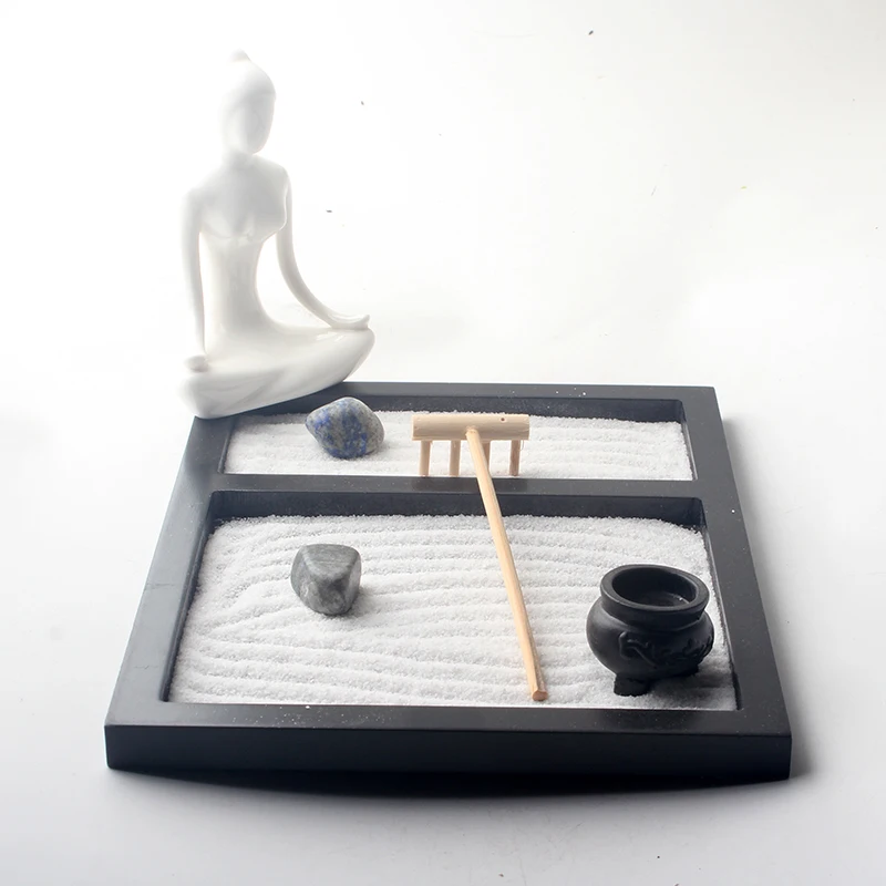 Tabelle Schreibtisch Zen Garten Sand Tablett Und Naturliche Steine Keramik Figur Rake Meditation Handwerk 1 1 Auftrag Fridge Magnets Aliexpress