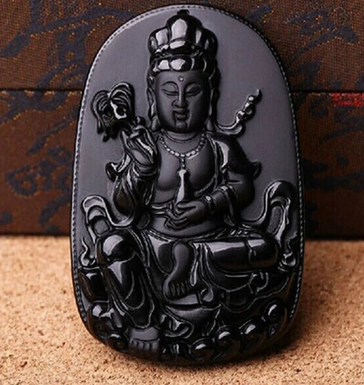 1118+++Mexico natural Obsidian stone Guanyin Pendant | Украшения и аксессуары