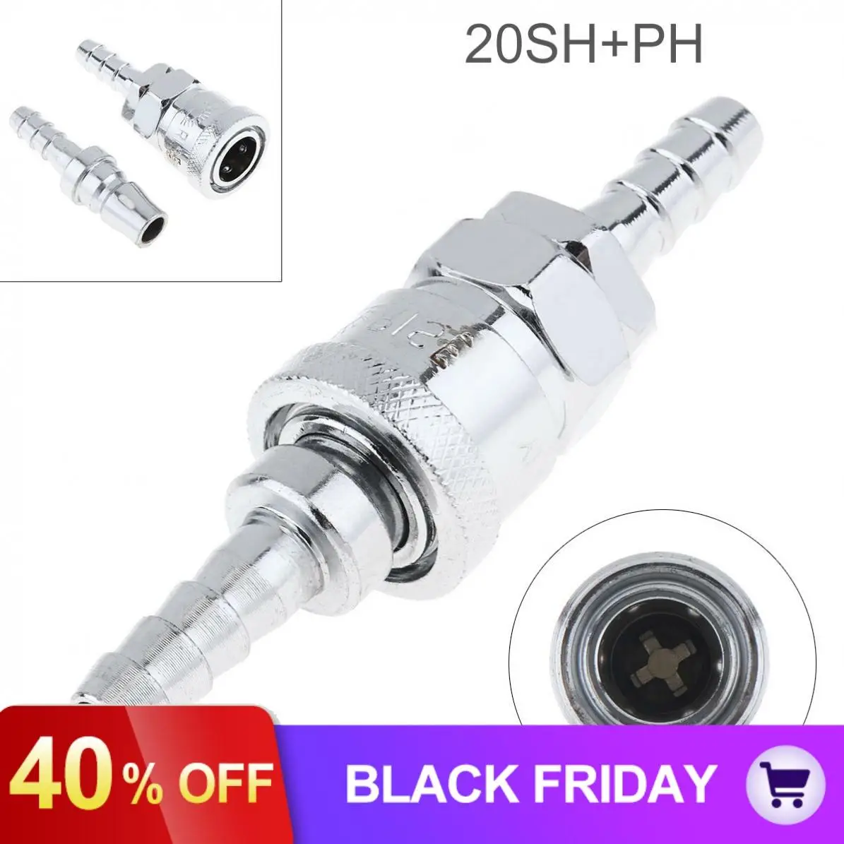 

2pcs/TL-S12 20SH+PH High Speed Steel Pneumatic Fitting Quick High Pressure Connector with Dual-interface and Telescopic Buckle