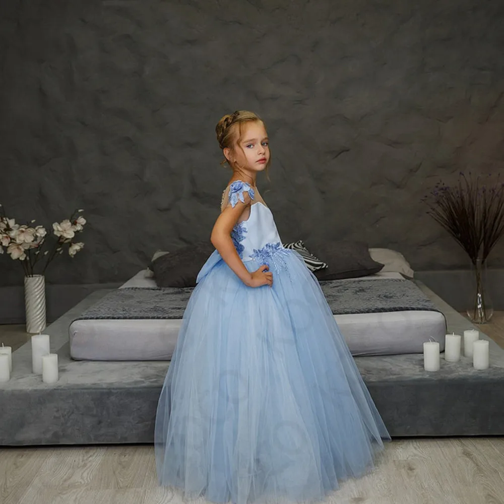 

Детское фатиновое платье с цветочным рисунком для девочек