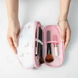 Двухслойная косметичка с Фламинго женская косметичка для макияжа Дорожная вместительная сумка для макияжа наборы туалетных