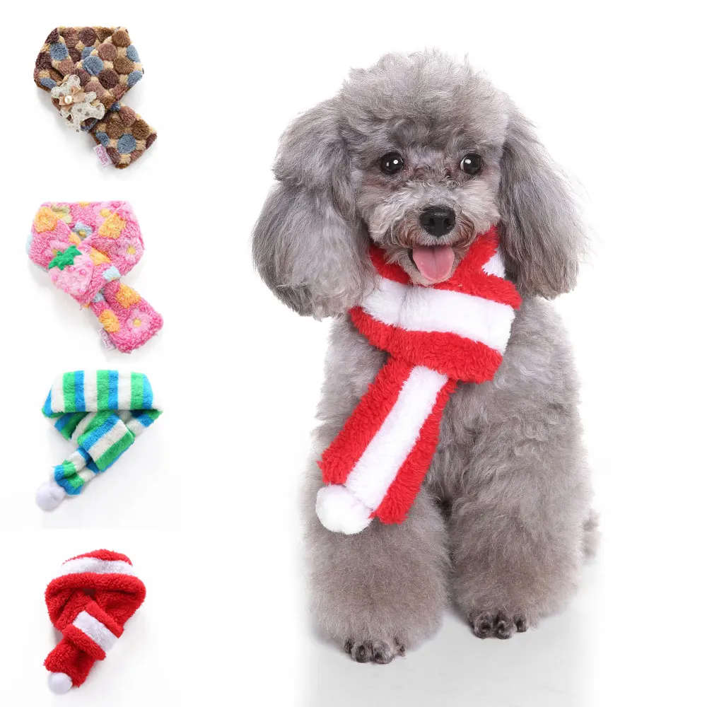 Puppy Neckerchied шарфы для собак 4 цвета полиэстер реквизит для фотосъемки подарок Рождественская одежда ошейники для собак Теплый Рождественский шарф для животного