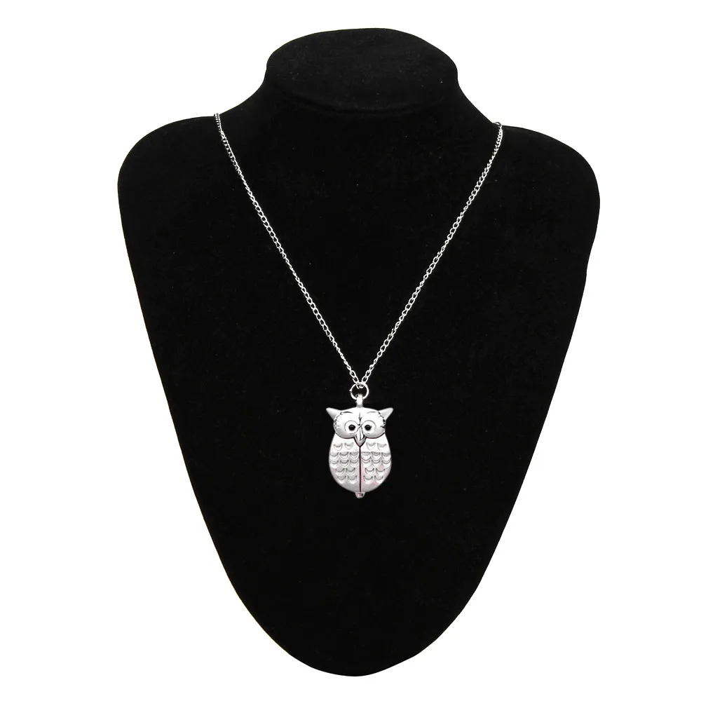 Mini Metal owl double open Quartz Watch Pendant Hanging