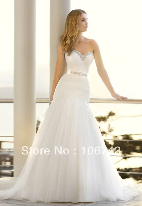 

free shipping customized 2017 new style Sexy bride wedding Custom size crystal sashes white mermaid maxi long wedding dress