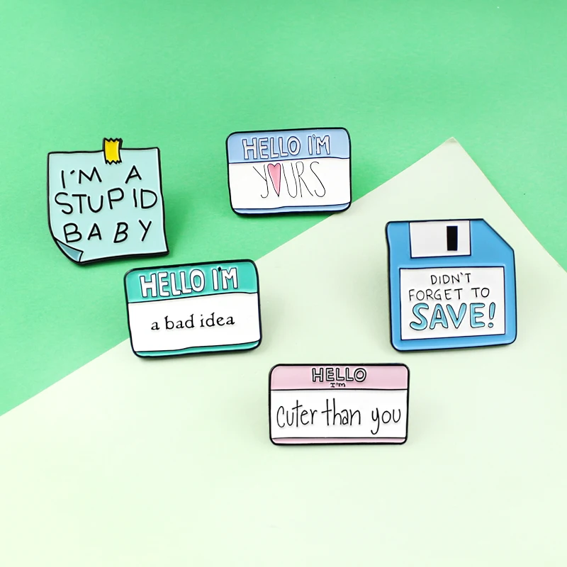 5 вариантов! Новый дизайн булавки Post it note BAD IDEA глупой ребенок сообщение билетов