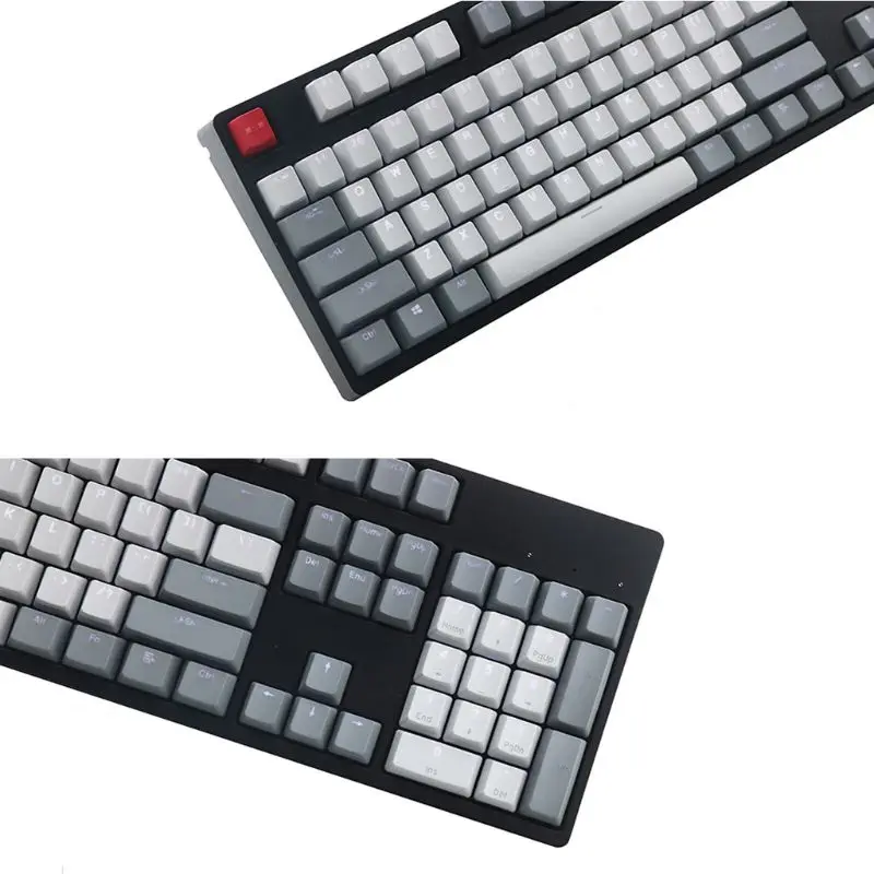 backlit rgb keycaps cinza branco vermelho mix