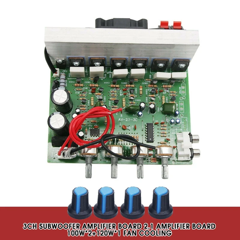 3ch Subwoofer Amplifier Board 2.1 Amplifier Board 100w*2+120w*1 Fan Cooling Car Electronics