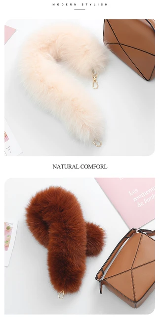 35cm Replacement Bag Strap Genuine Mink Fur Handbag Shoulder Straps Handle  For Women Purse Belts Winter Accessories R43 - AliExpress