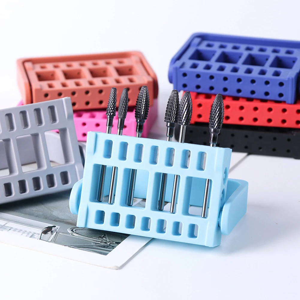 16 Holes Durable Transparent Acrylic Salon Storage Drill Bit Holder Professional Exhibition Stand Tools Nail Art Manicure