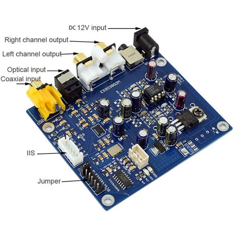 Es9038Q2M Es9038 Q2M I2S Dsd Optical Coaxial Input Decoder Dac Headphone Output Hifi Audio Amplifier Board