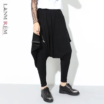 

LANMREM can ship 2020 autumn fashion black trousers for women new Tide high Street Hip Hop Design Haren Pants YH852