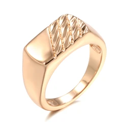 Kinel Elegant Glossy Rose Gold Square Ring - High Quality Daily Fine Jewelry - 8 (585 Rose Gold)